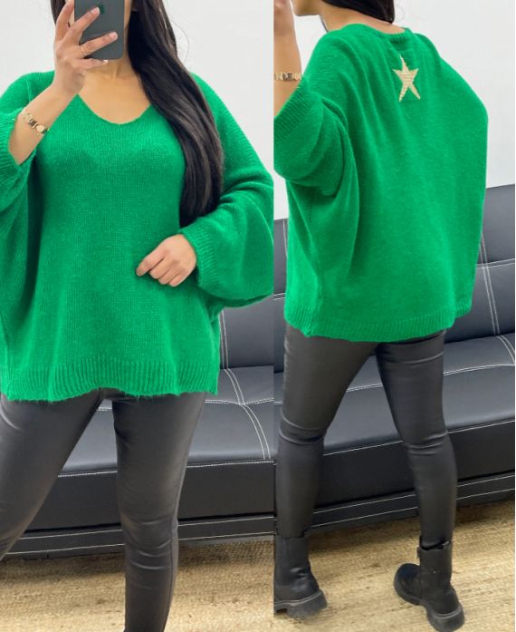 LUREX STAR BACK PULLOVER AH250539 GREEN