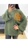 LOVE LOVE LOVE PULLOVER AH250530 MILITÄRGRÜN