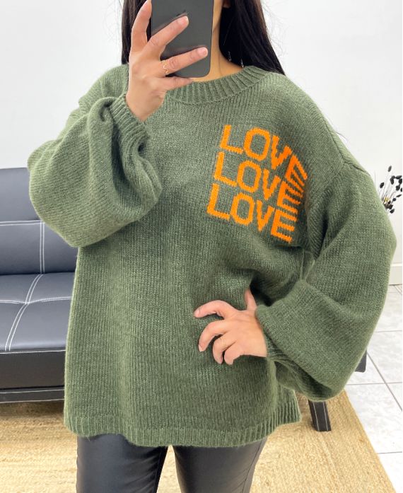 LOVE LOVE LOVE SUÉTER AH250530 VERDE MILITAR