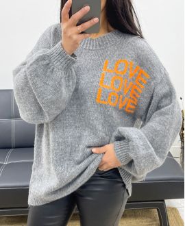 LOVE LOVE LOVE SWETER AH250530 SZARY