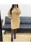 CABLE KNIT DRESS AH250547 CAMEL