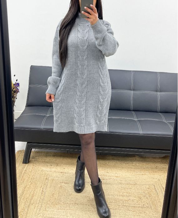 CABLE KNIT DRESS AH250547 GREY