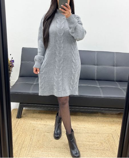 CABLE KNIT DRESS AH250547 GREY