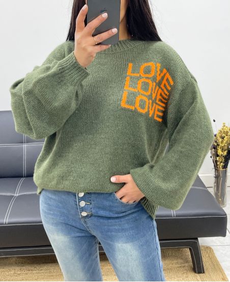 LOVE LOVE LOVE PULLOVER AH250530 MILITÄRGRÜN