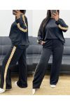 SWEATSHIRT + TROUSERS SET WITH SEQUIN STRIPE AH250541 BLACK