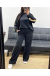 SWEATSHIRT + TROUSERS SET WITH SEQUIN STRIPE AH250541 BLACK