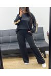 SWEATSHIRT + TROUSERS SET WITH SEQUIN STRIPE AH250541 BLACK