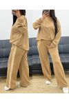 OVERSIZED SWEATSHIRT SET + SEQUIN STRIPE PANTS AH250541 CAMEL