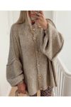 WEICHER OVERSIZE-CARDIGAN MIT KNÖPFEN AH250561 DUNKELBEIGE