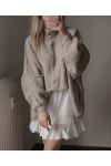 GILET DOUX OVERSIZE BOUTONS AH250561 BEIGE FONCE