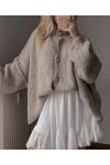 GILET DOUX OVERSIZE BOUTONS AH250561 BEIGE FONCE