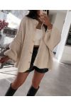 CÁRDIGAN OVERSIZE SUAVE CON BOTONES AH250561 BEIGE CLARO