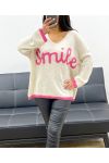 SWETER OVERSIZE SMILE AH250560 BEŻOWY