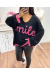 PULLOVER OVERSIZE SMILE AH250560 NOIR