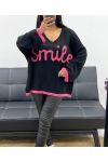 MAGLIA OVERSIZE SMILE AH250560 NERO