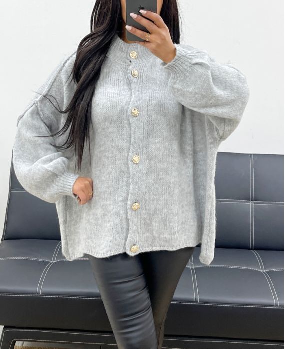 BOTONES CHALECO OVERSIZE AH250567 GRIS CLARO