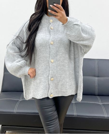 BOTONES CHALECO OVERSIZE AH250567 GRIS CLARO