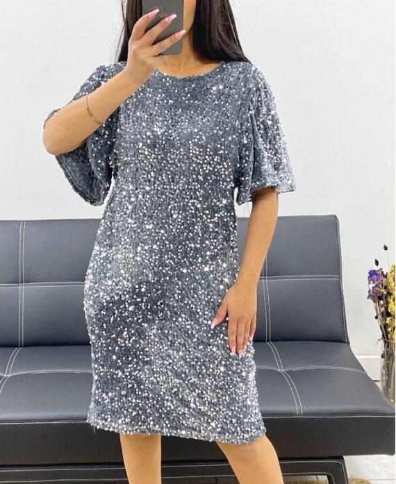 ROBE PAILLETTES AH250564 ARGENT