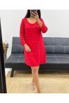 RED LACE SEQUIN DRESS AH250579