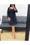 BLACK LACE SEQUIN DRESS AH250579