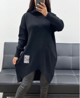 ASYMMETRICAL TURTLENECK SWEATER AH250584 BLACK