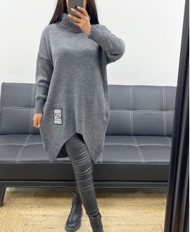 ASYMMETRICAL TURTLENECK SWEATER AH250584 GREY