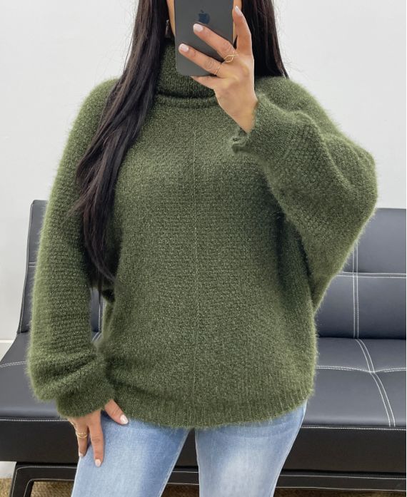 PULLOVER COL ROULE DOUX AH250596 VERT MILITAIRE