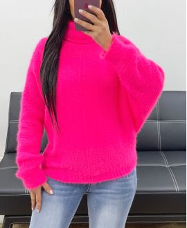 MIĘKKI SWETER Z GOLFEM Z AH250596 W KOLORZE FUSHIA