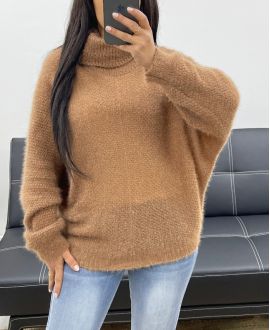 MIĘKKI SWETER Z GOLFEM AH250596 CAMEL