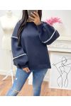 BESTICKTES AH250606 SWEATSHIRT AUS MARINEBLAUEM FLEECE