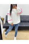 EMBROIDERED AH250606 WHITE FLEECE SWEATSHIRT