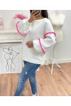 EMBROIDERED AH250606 WHITE FLEECE SWEATSHIRT