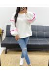 EMBROIDERED AH250606 WHITE FLEECE SWEATSHIRT