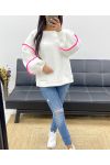 EMBROIDERED AH250606 WHITE FLEECE SWEATSHIRT