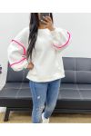 EMBROIDERED AH250606 WHITE FLEECE SWEATSHIRT