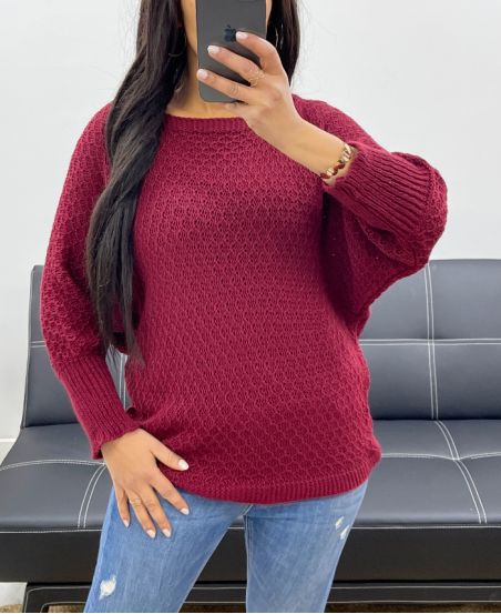 SWETER Z RĘKAWEM 3/4 AH250600 BORDOWY