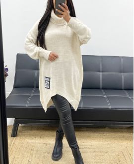 ASYMMETRICAL TURTLENECK PULLOVER AH250584 BEIGE