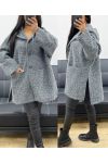 MANTEAU CAPUCHE POILS DOUX AH250616 GRIS