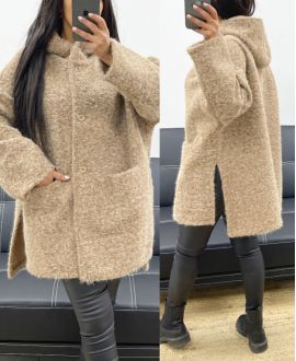 MANTEAU CAPUCHE POILS DOUX AH250616 CAMEL