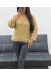 LOVE LUREX KURZER PULLOVER MIT 3/4 ÄRMELN AH250665 CAMEL