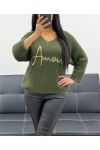 LOVE LUREX SHORT SWEATER 3/4 SLEEVES AH250665 GREEN