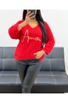 LOVE LUREX KURZER PULLOVER 3/4 ÄRMEL AH250665 ROT