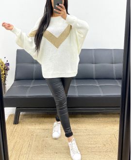 LUREX V PULLOVER AH250645 WHITE