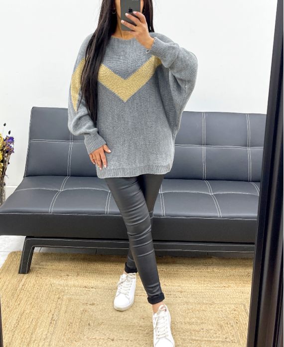 PULLOVER LUREX V AH250645 GRIGIO