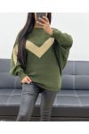 LUREX V PULLOVER AH250645 MILITÄRGRÜN