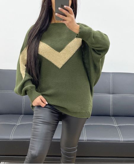 LUREX V PULLOVER AH250645 MILITÄRGRÜN