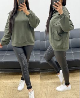 HOODED SWEATSHIRT WITH POCKETS AH250619 GREEN