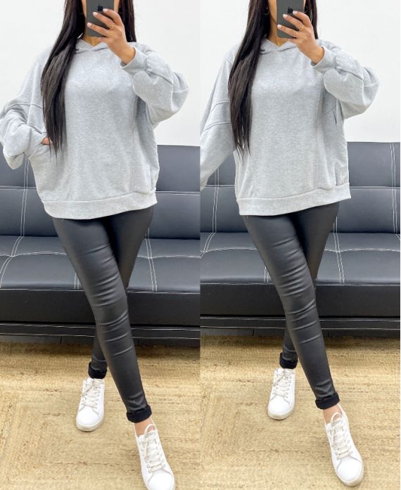 HOODED POCKET SWEATSHIRT AH250619 GREY