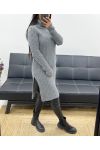 LONG RIBBED SWEATER WITH SLITS AH250669 GREY