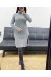 LONG RIBBED SWEATER WITH SLITS AH250669 GREY